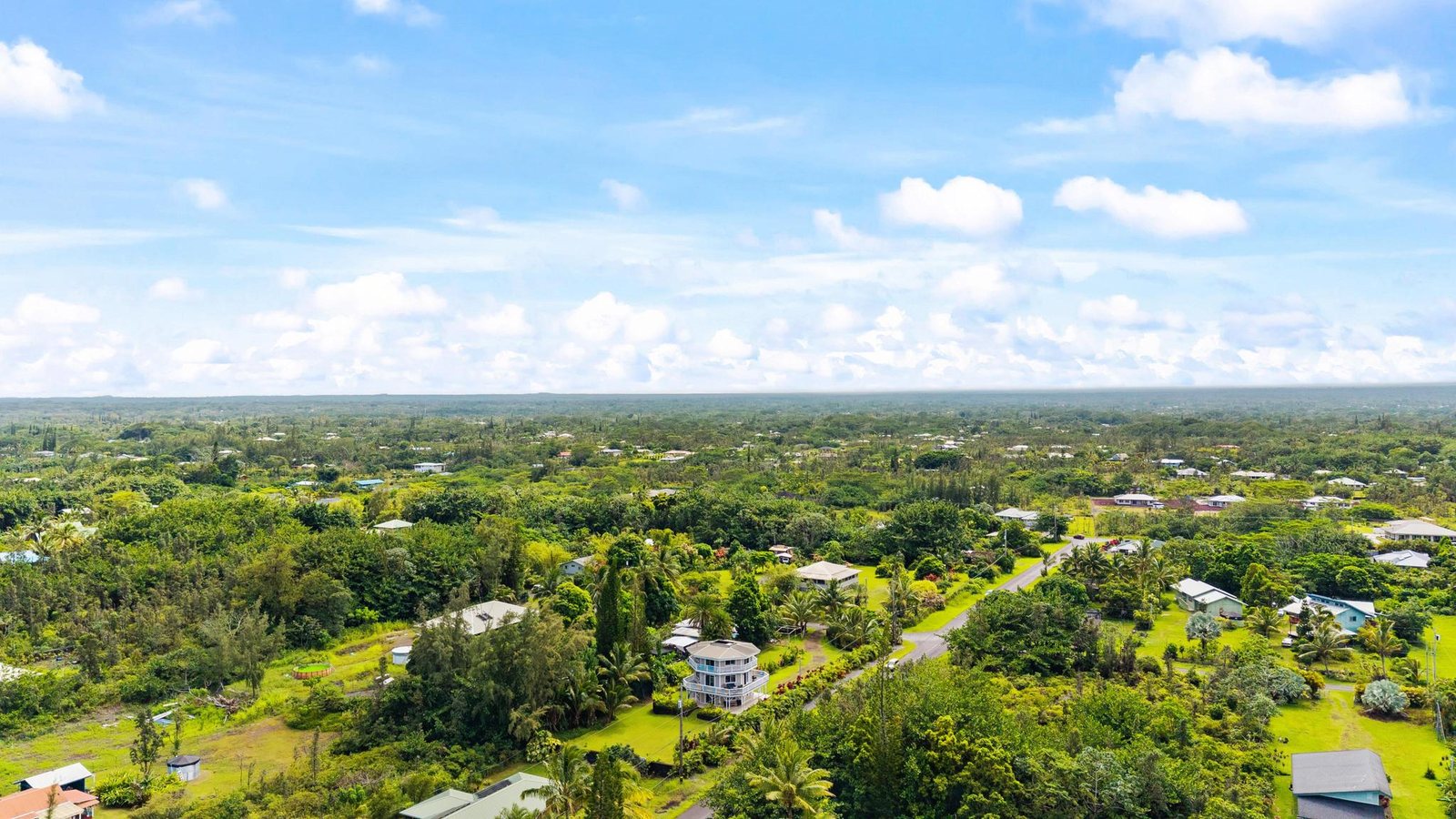 Aerial view across the treetops of Hawaiian Paradise Park